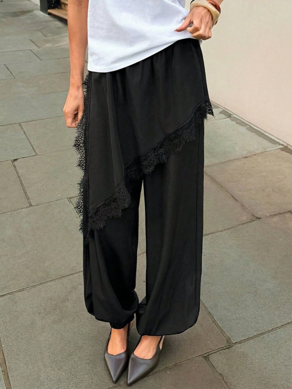 Black Casual Women's 2 In 1 Jogger Pants